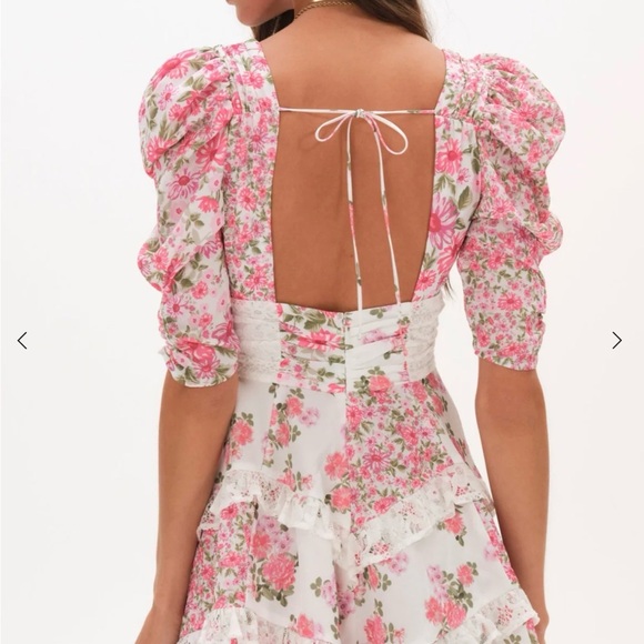 For Love And Lemons Rosalyn Pink Floral Mini Dress - Picture 2 of 5
